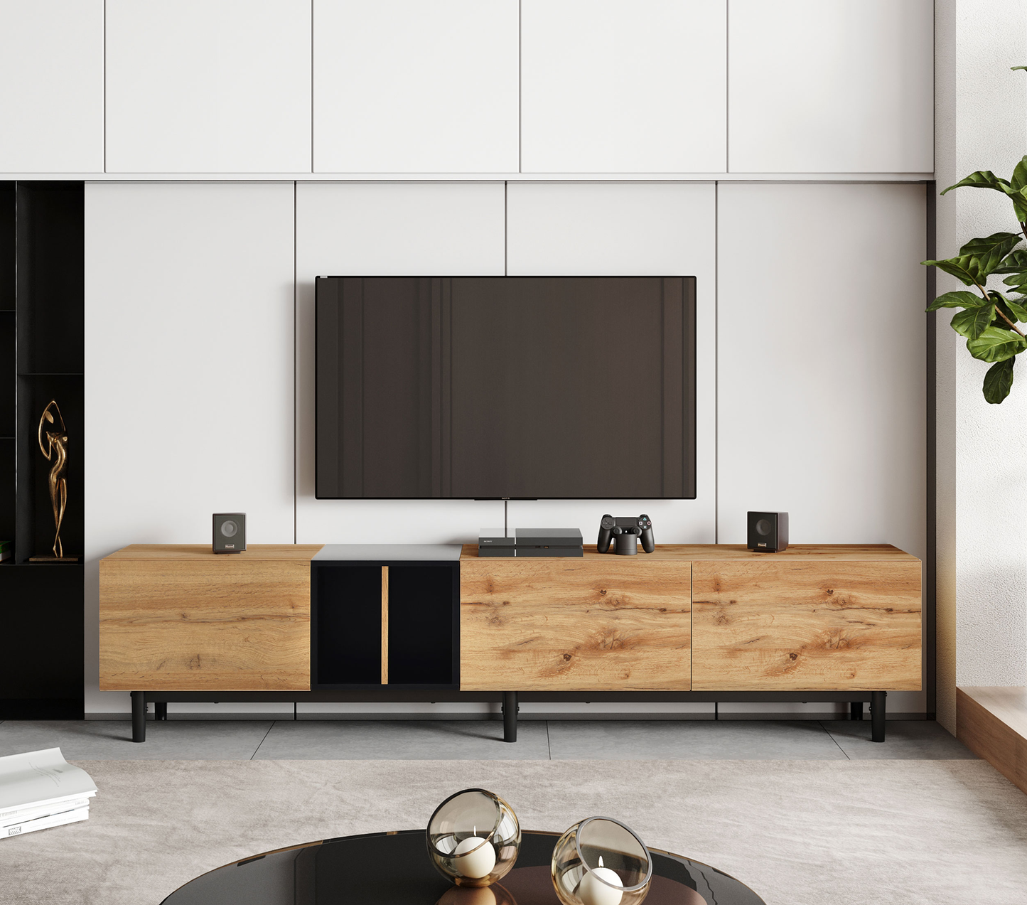 Modern TV Stand with 3 Doors For up To 80'' TV's