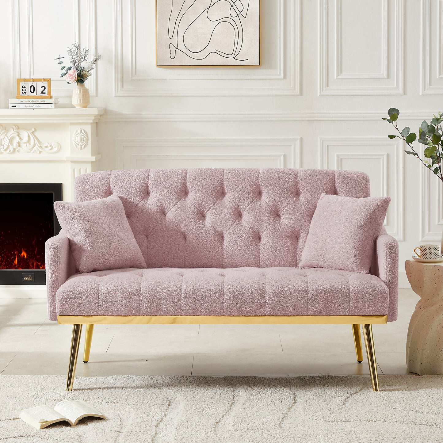 Pink Fabric 2 Seater Sofa