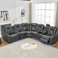 M071 Power reclining Sectional Sofa W/speaker / LED strip GREY color