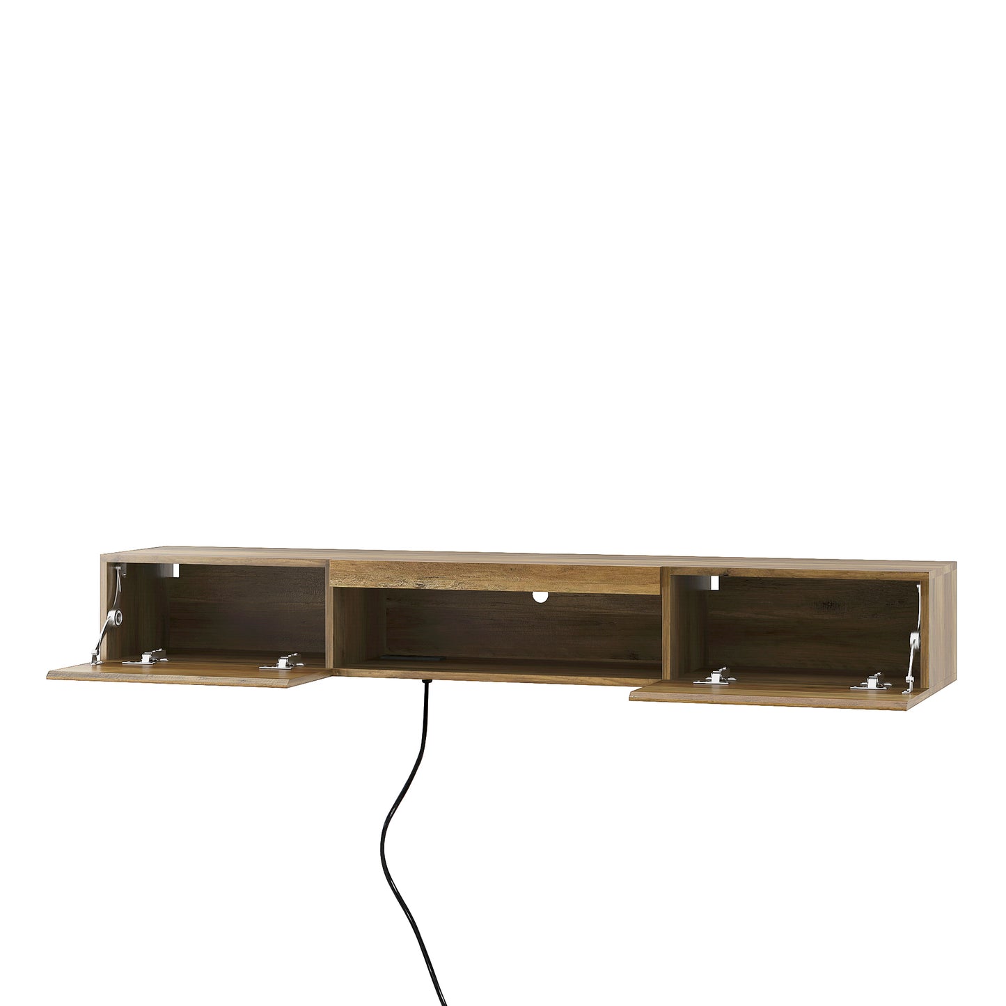 Floating Wall Mounted TV Shelf with LED lights & Power Outlet for up to 65" TV's