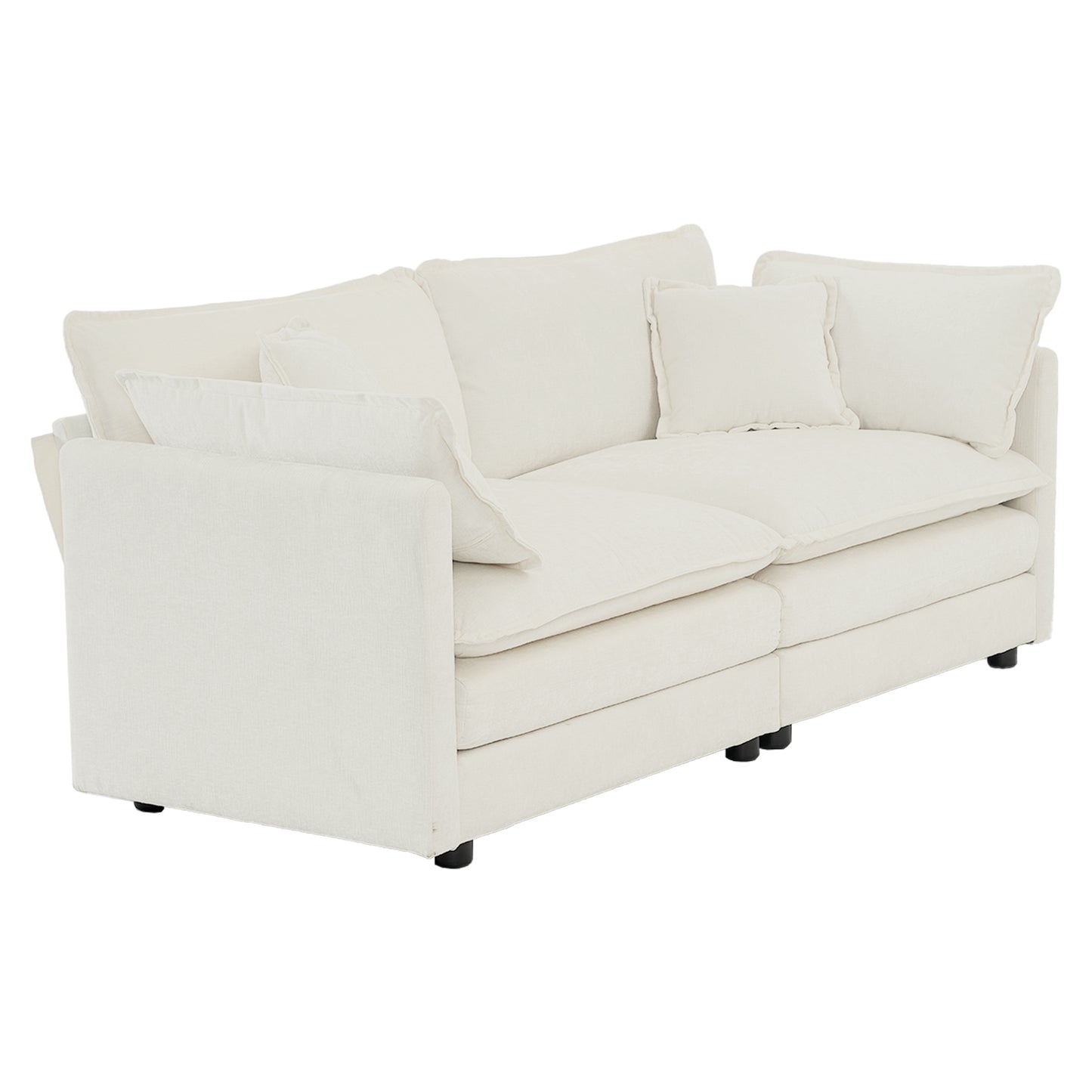 Large Modern Loveseat -  Deep Seat 2-Seat Sofa with 4 Pillows