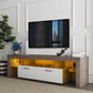 Modern TV Stand with LED Lights for up to 65" TV's with Tempered Glass Shelve