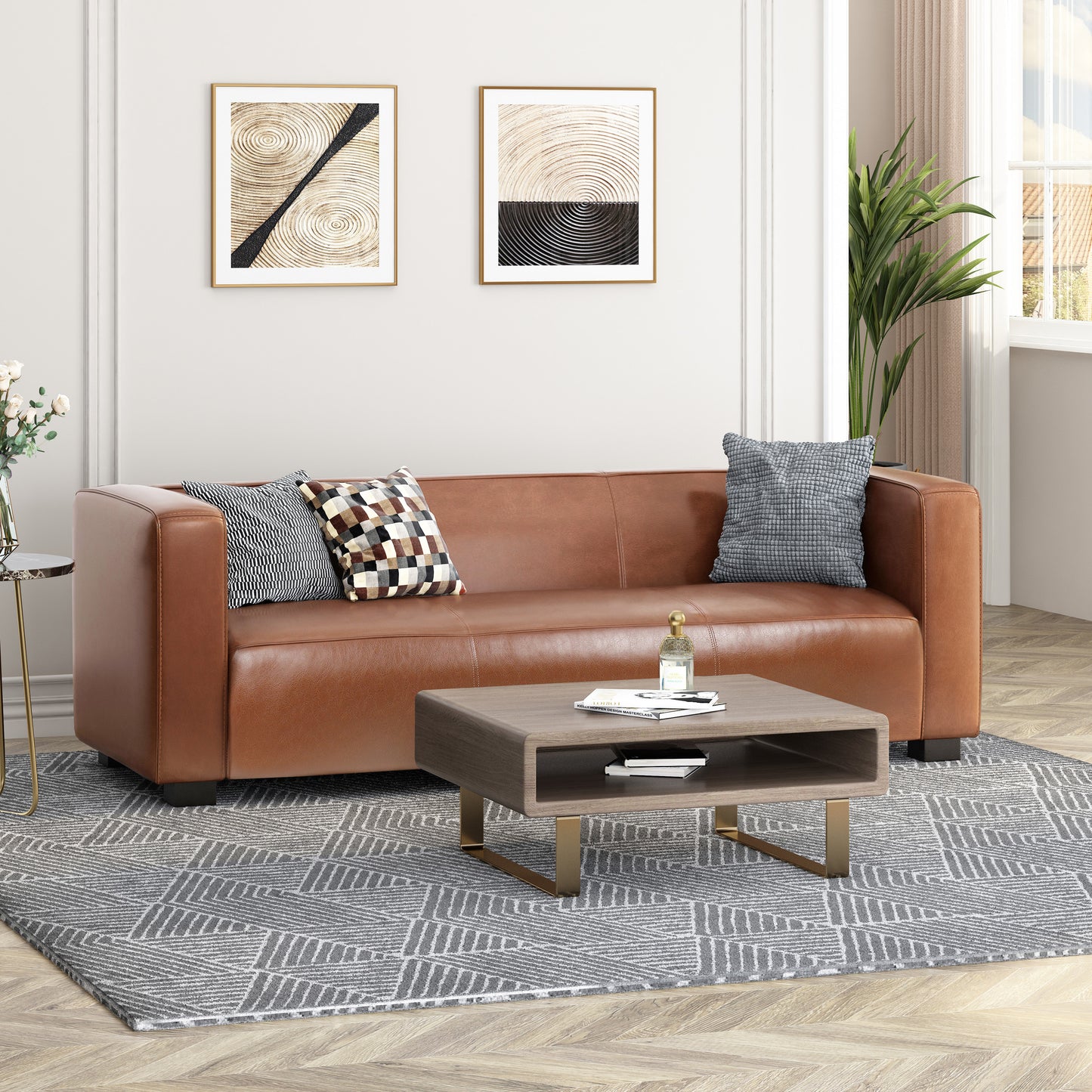 Faux Leather 3 Seater Sofa