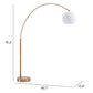 75" Brushed Brass Floor Lamp With White Glass Shade