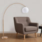 75" Brushed Brass Floor Lamp With White Glass Shade