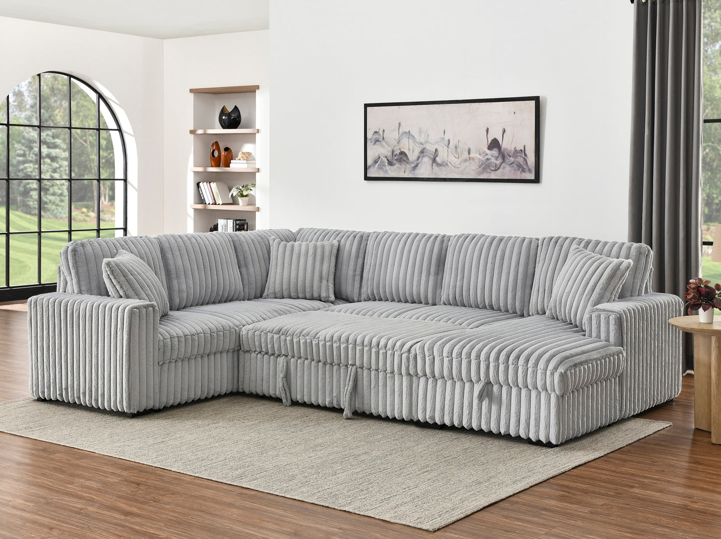 Oversized Corduroy Sectional With USB Charging Ports