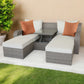 Three Piece Outdoor Gray Wicker Sectional Seating Group with Beige Cushions