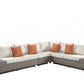 Beige Polyester Modular L Shaped Four Piece Standard With Console And Toss Pillows