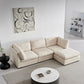 L Shape Modular Soft Fabric Sofa Filled with Down (Beige)