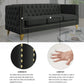 Velvet Tufted Square Arm Couch with Metal Legs - 2PCS