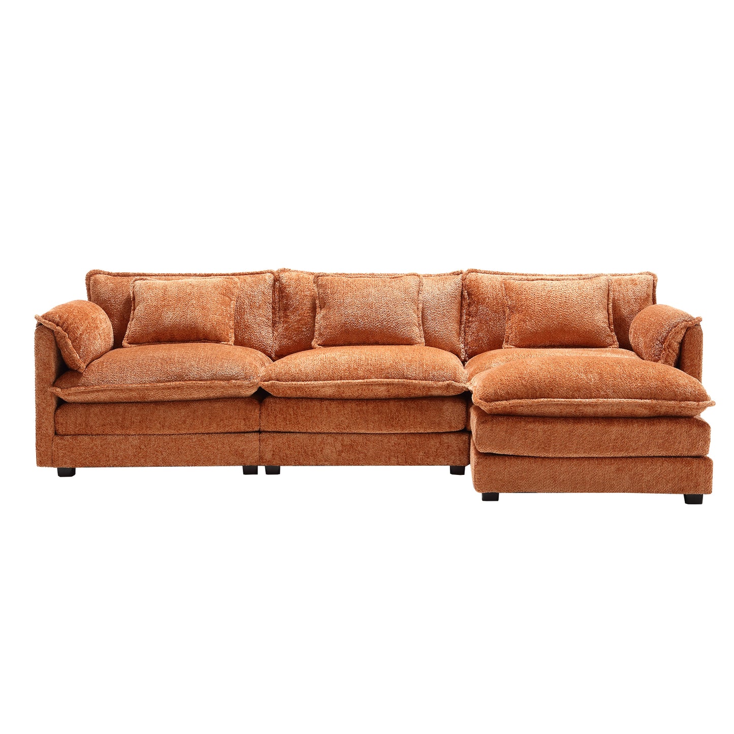 Oversized Boucle Fabric L-Shape Sectional - Movable Pedals with Detachable Armrests