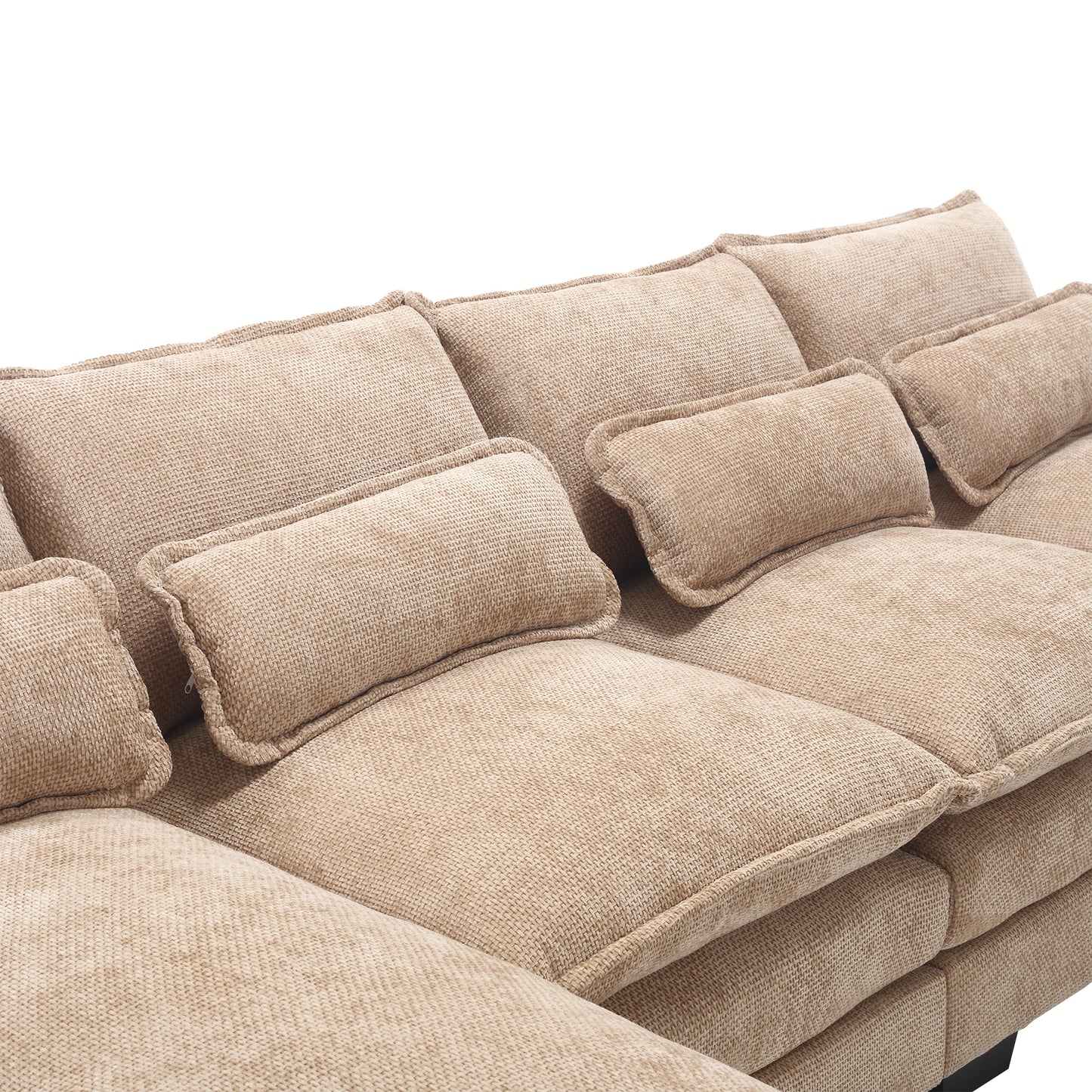 Chenille Fabric Oversized Four-Seater, U-shaped Combination Sofa