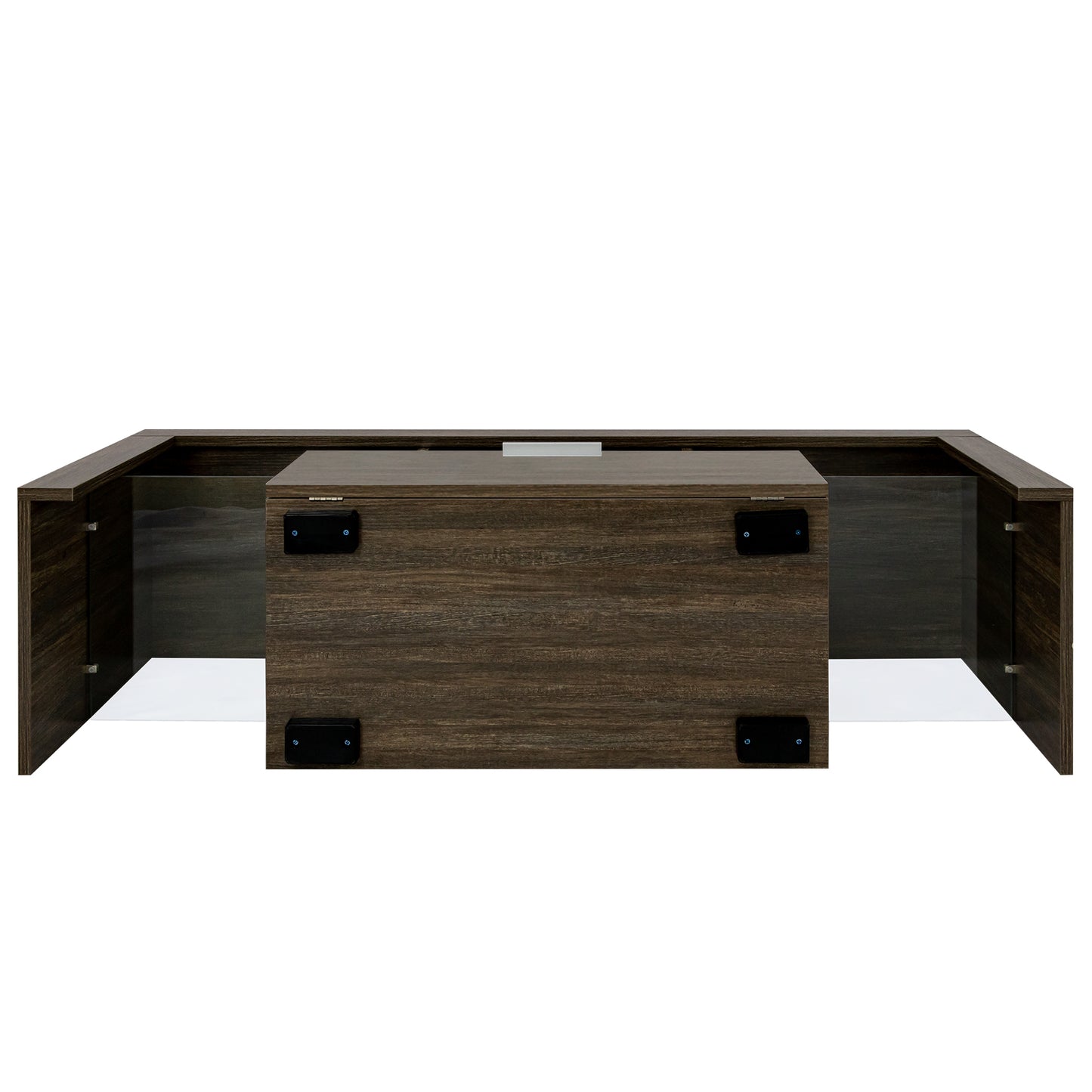 Modern Brown TV Stand with LED Lights, Tempered Glass Shelf & Stylish Design For up to 55" TV's