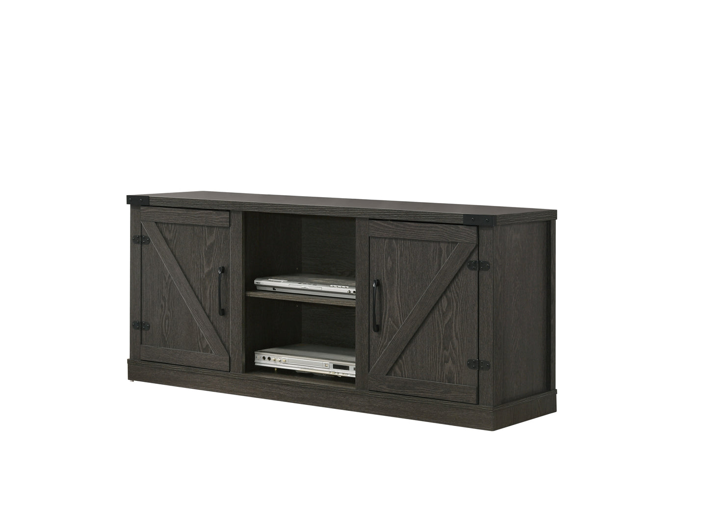 Salma Dark Gray 58" Wide TV Stand with 2 Open Shelves and 2 Cabinets