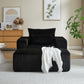 Corduroy Lounge Chair & Footrest – Fluffy Sleeper Sofa for Modern Comfort, Black