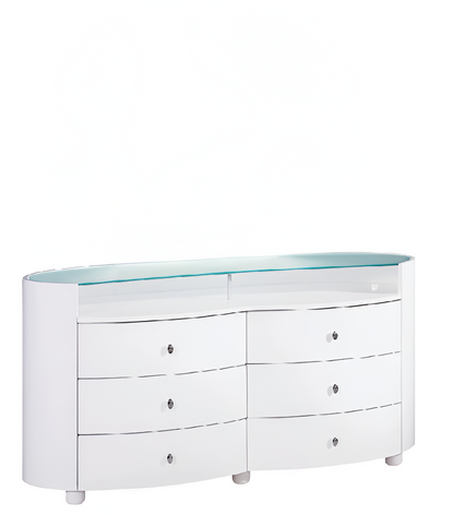 31" Sophisticated White High Gloss Dresser