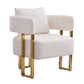 Modern Decorative Side Chair with Gold Metal Legs - 2PCS White