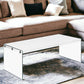 44" White And Clear Wood And Glass Coffee Table