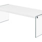 44" White And Clear Wood And Glass Coffee Table