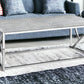 47" Gray And Silver Iron Coffee Table