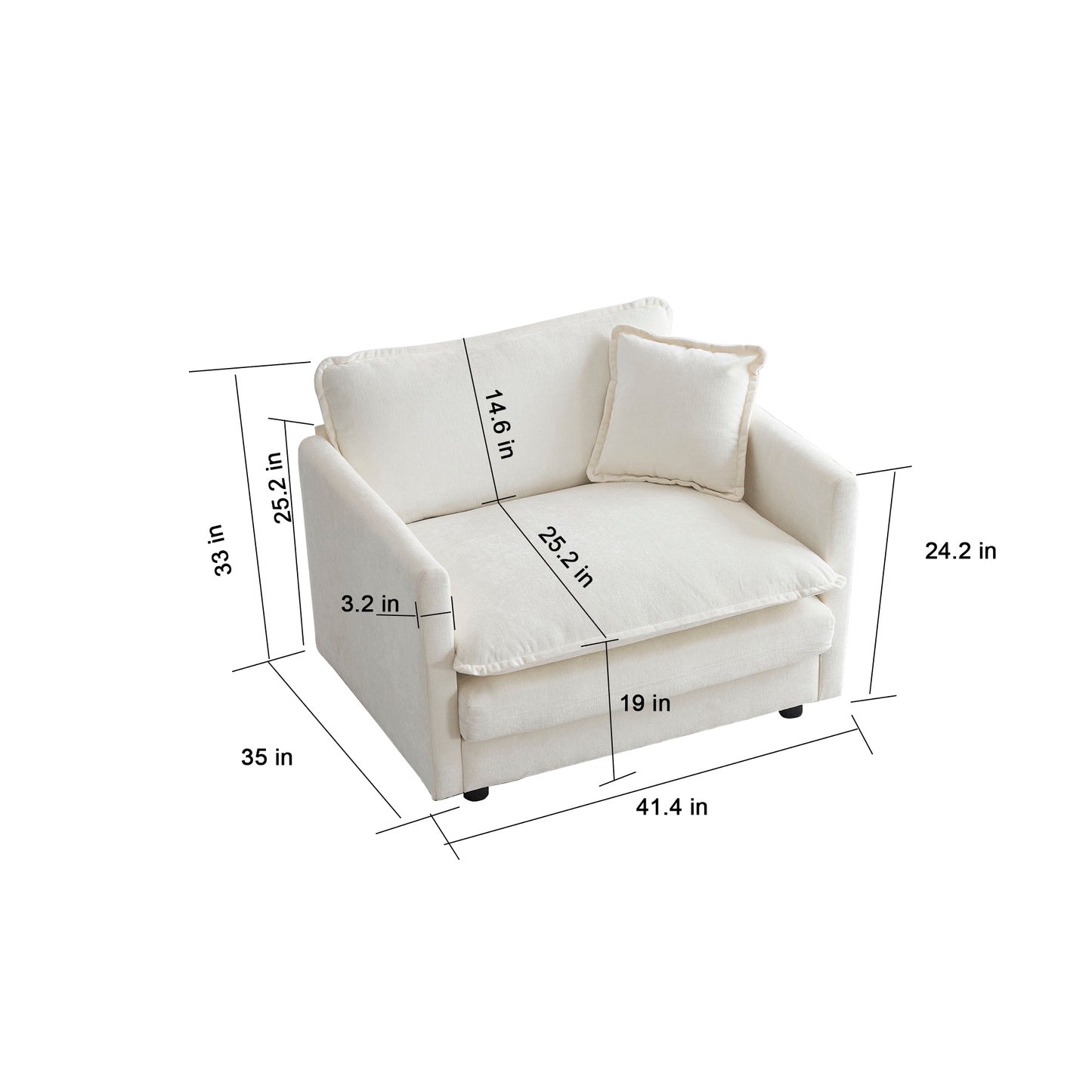 Upholstered Deep Single Seat Reading Armchair