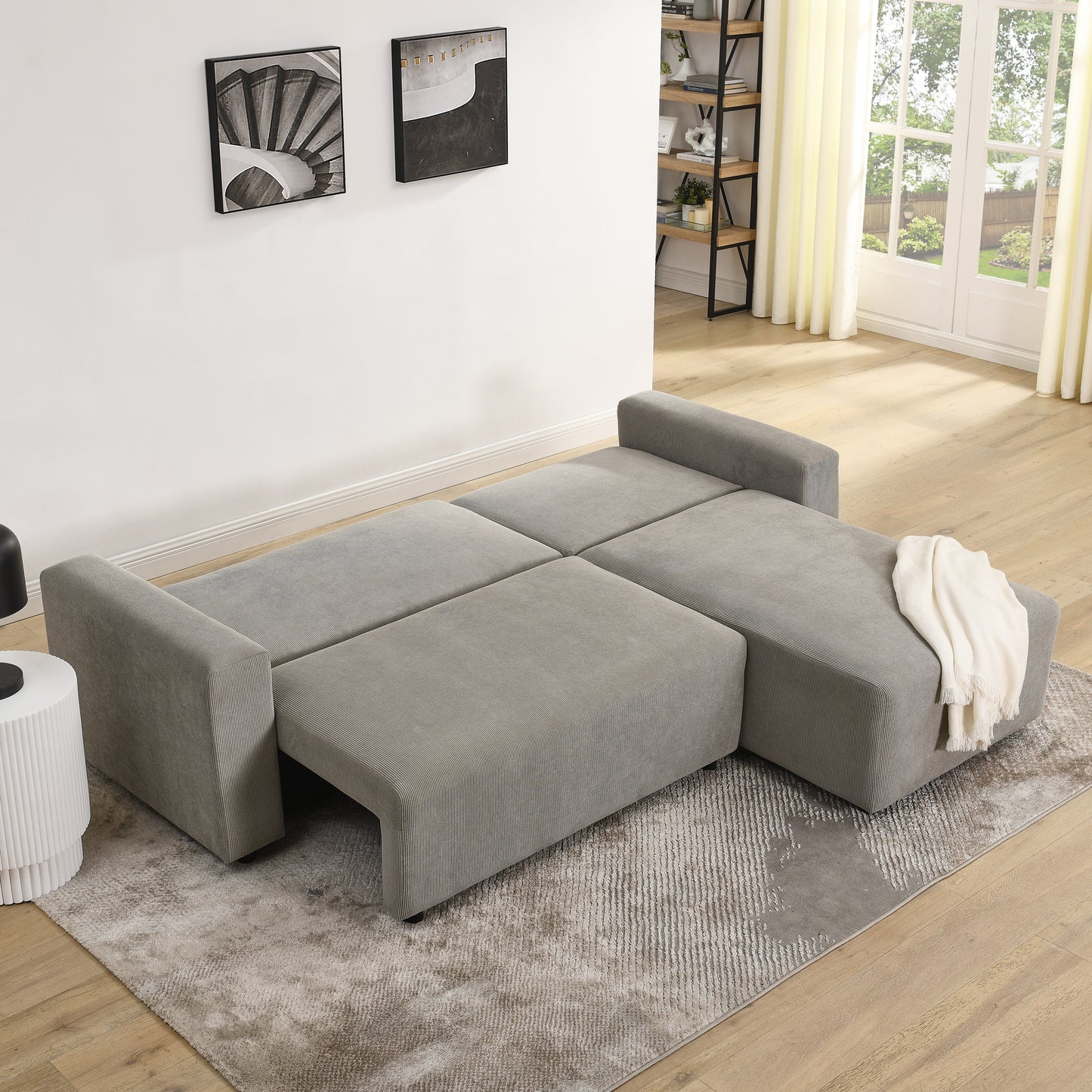 Modular 3 Seater Sofa Bed With Storage, Grey