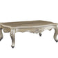 57" Beige Genuine Marble And Solid Wood Coffee Table