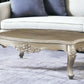 57" Beige Genuine Marble And Solid Wood Coffee Table