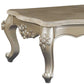 57" Beige Genuine Marble And Solid Wood Coffee Table