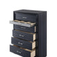 34" Black Solid Wood Six Drawer Chest