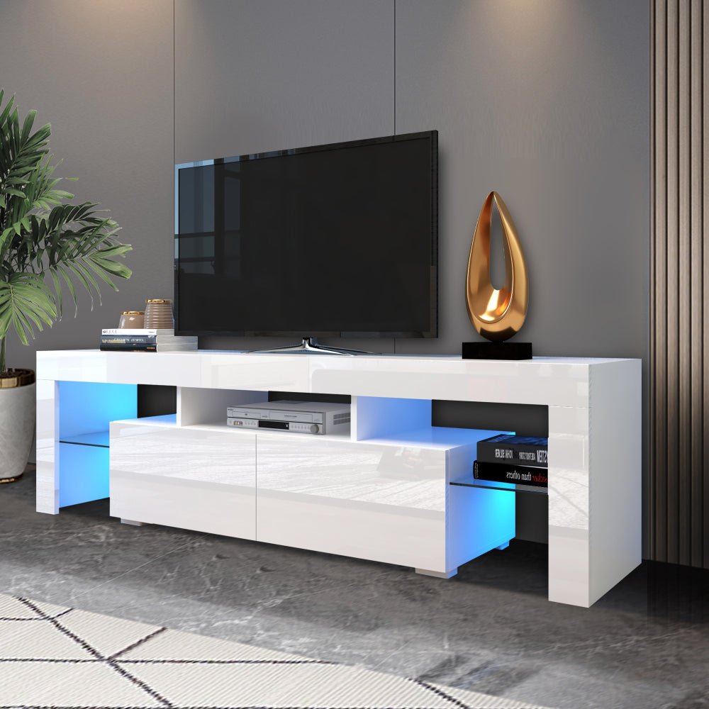 Modern White LED TV Stand with 20 Color Options & Remote Control For up to 70" TV's