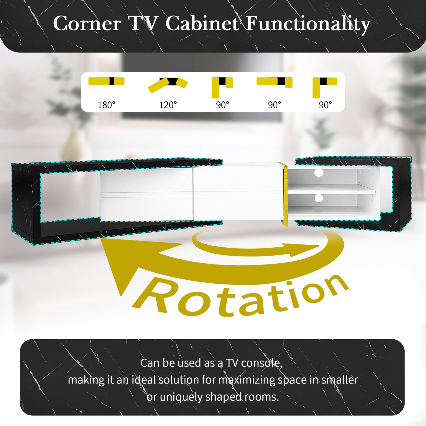 Modern Corner Design Extendable TV Stand For up to 85" TV's