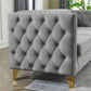 Velvet Tufted Square Arm Couch with Metal Legs - 2pcs