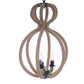 Natural and Black Iron and Rope Three Light Ceiling Light