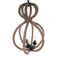 Natural and Black Iron and Rope Three Light Ceiling Light