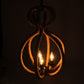 Natural and Black Iron and Rope Three Light Ceiling Light