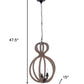 Natural and Black Iron and Rope Three Light Ceiling Light