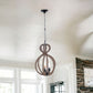 Natural and Black Iron and Rope Three Light Ceiling Light