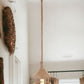 Beige and Black Iron and Rope Ceiling Light