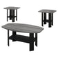 Set of Three 36" Gray And Black Wood Coffee Table With Shelf