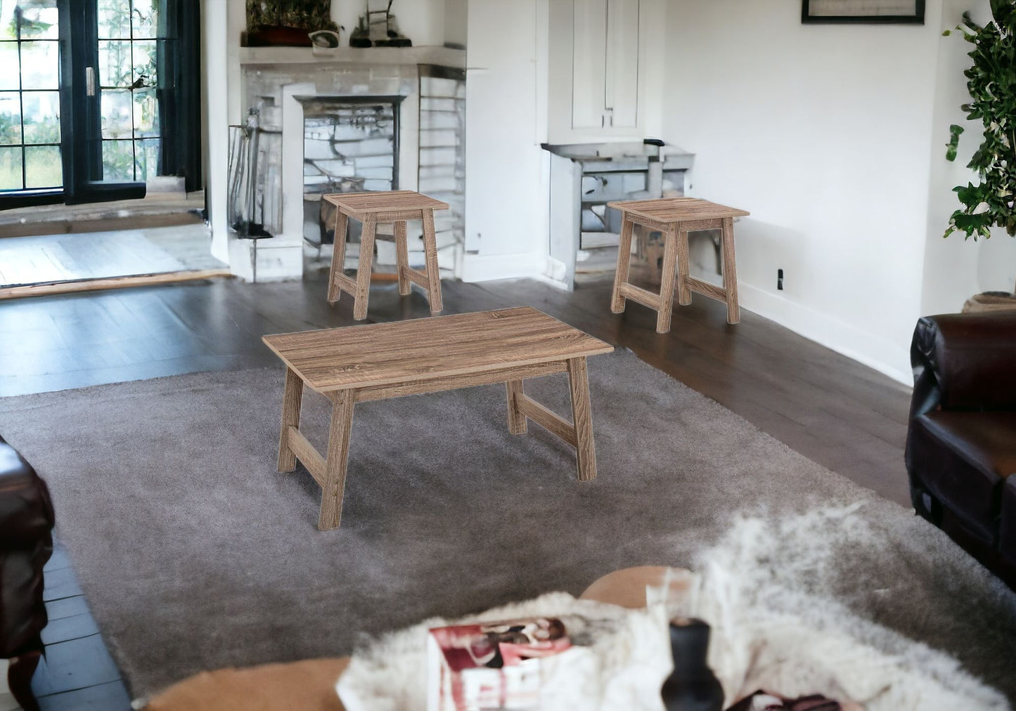 Set of Three 36" Taupe Coffee Table