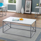 Set of Three 42" White And Silver Metal Coffee Table