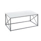 Set of Three 42" White And Silver Metal Coffee Table