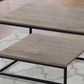 Set of Three 42" Taupe And Black Metal Coffee Table With Shelf