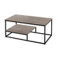 Set of Three 42" Taupe And Black Metal Coffee Table With Shelf