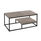 Set of Three 42" Taupe And Black Metal Coffee Table With Shelf