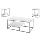 Set of Three 42" White And Silver Metal Coffee Table With Shelf