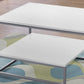 Set of Three 42" White And Silver Metal Coffee Table With Shelf