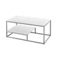 Set of Three 42" White And Silver Metal Coffee Table With Shelf