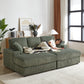 Corduroy 3-Seater Sofa With A Ottoman, 2 Storage  & Cup Holder